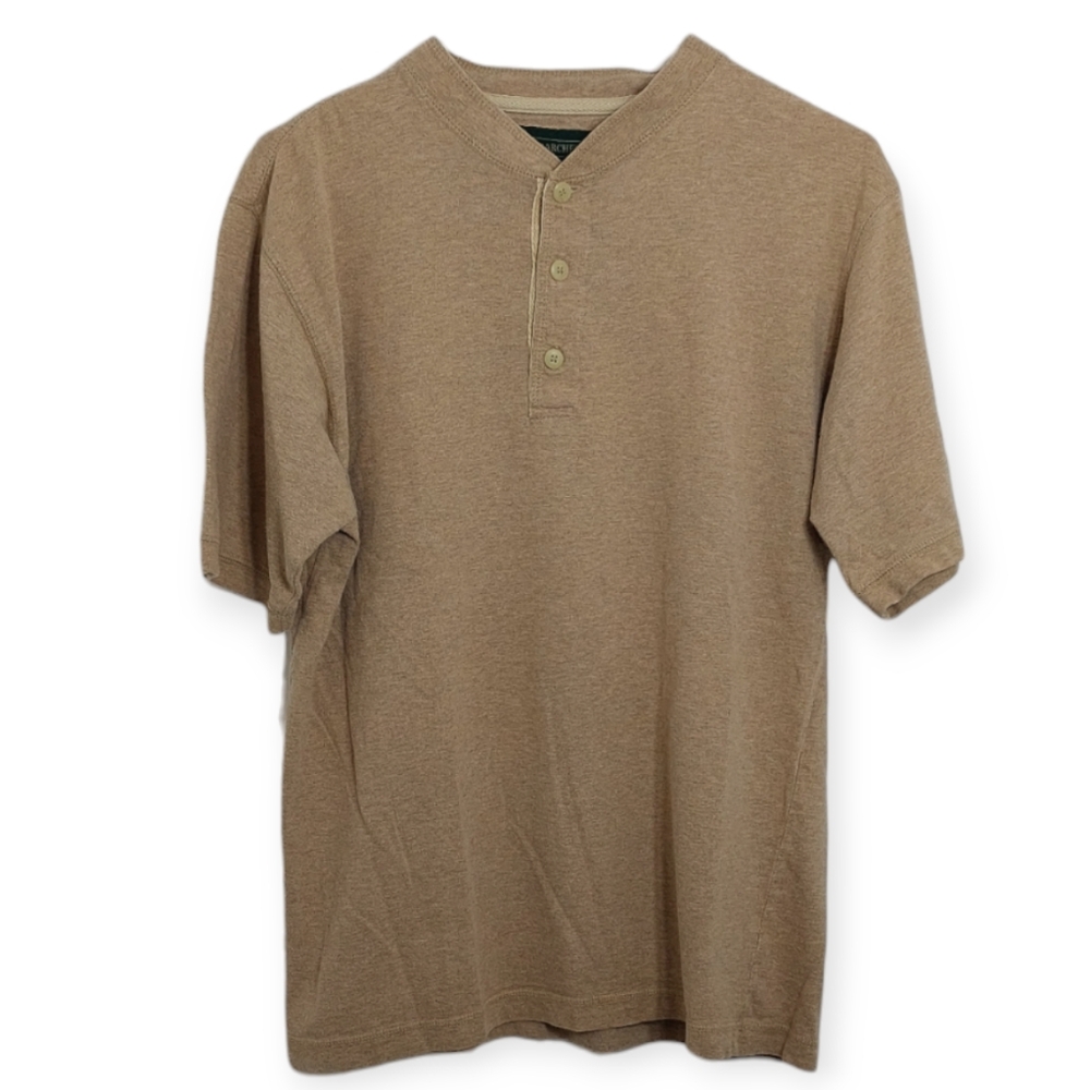 Hill & Archer Men's Size Small Polo Shirt Top Tan Cotton Button Blade Collar